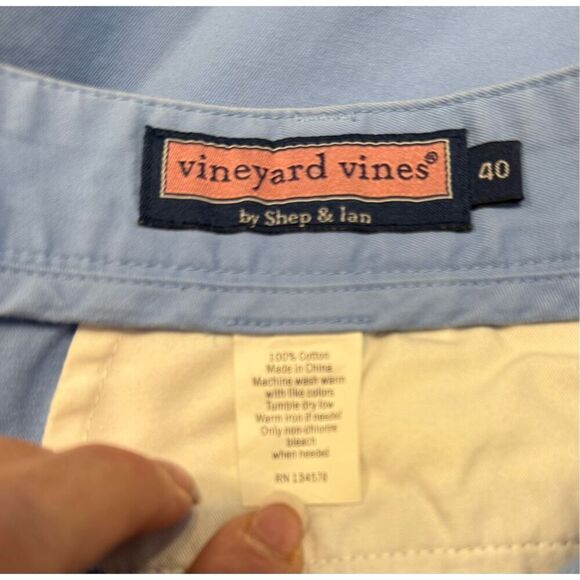 Vineyard Vines Men’s Club Shorts Lt. Blue Sz. 40 100% Cotton Flat Front - Picture 6 of 7